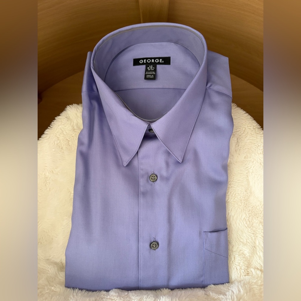 Men's Dress Shirt Wrinkle Resistant Sateen | L 42-44 | Neck 16-16.5